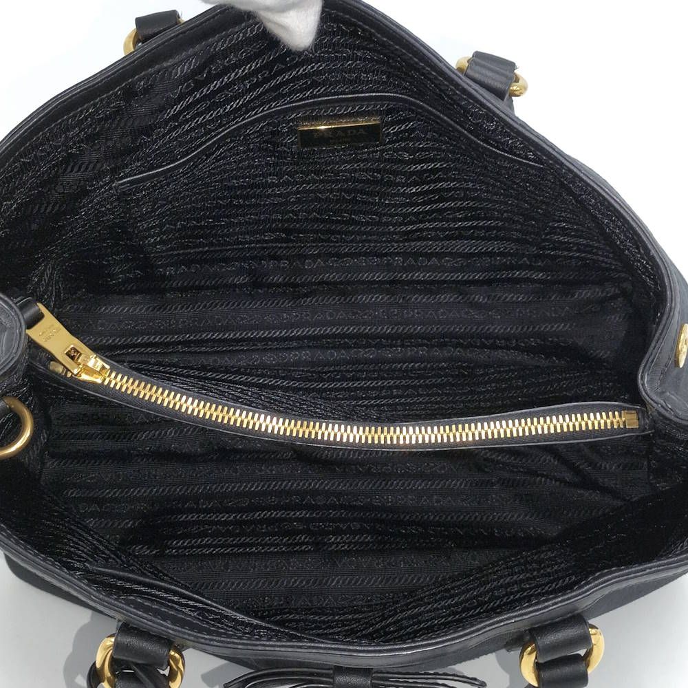 Prada Logo Jacquard 2-Way Bag Canvas Black — view 8
