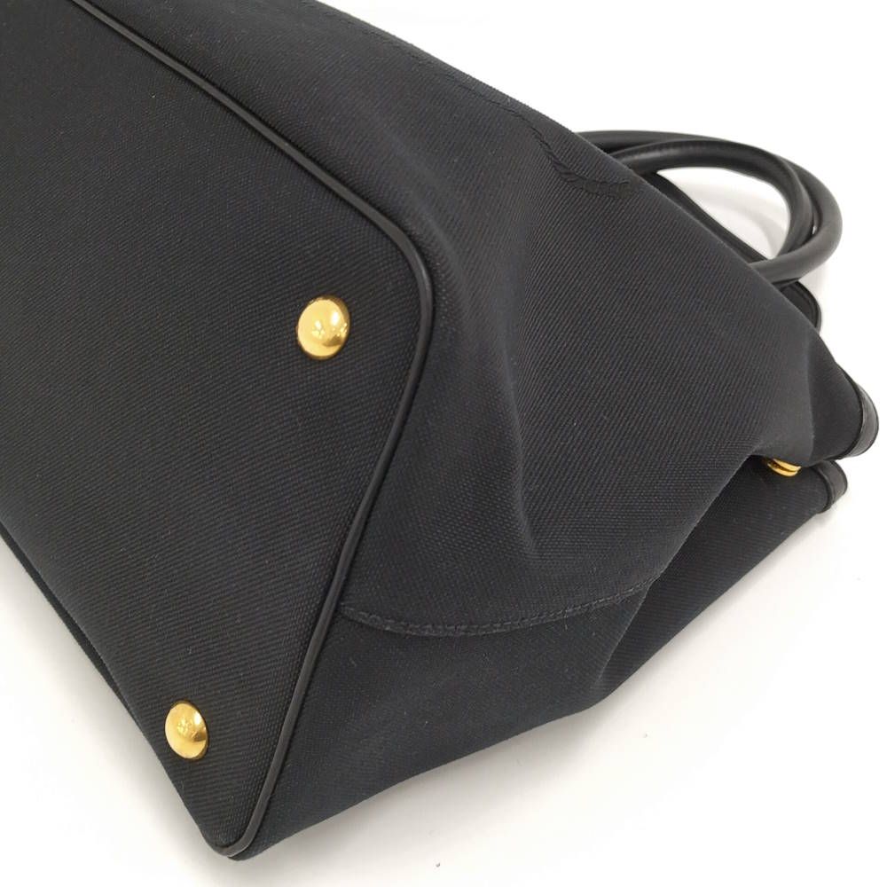 Prada Logo Jacquard 2-Way Bag Canvas Black — view 5