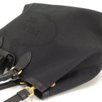 Prada Logo Jacquard 2-Way Bag Canvas Black — view 3