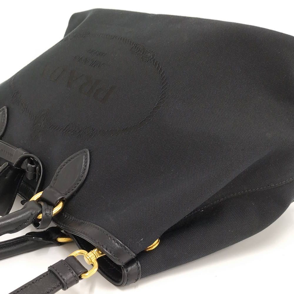 Prada Logo Jacquard 2-Way Bag Canvas Black — view 3