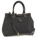 Prada Logo Jacquard 2-Way Bag Canvas Black