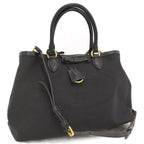 Prada Logo Jacquard 2-Way Bag Canvas Black