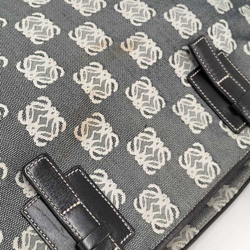 Loewe Tote Bag Anagram Canvas Leather Black Gray — view 7