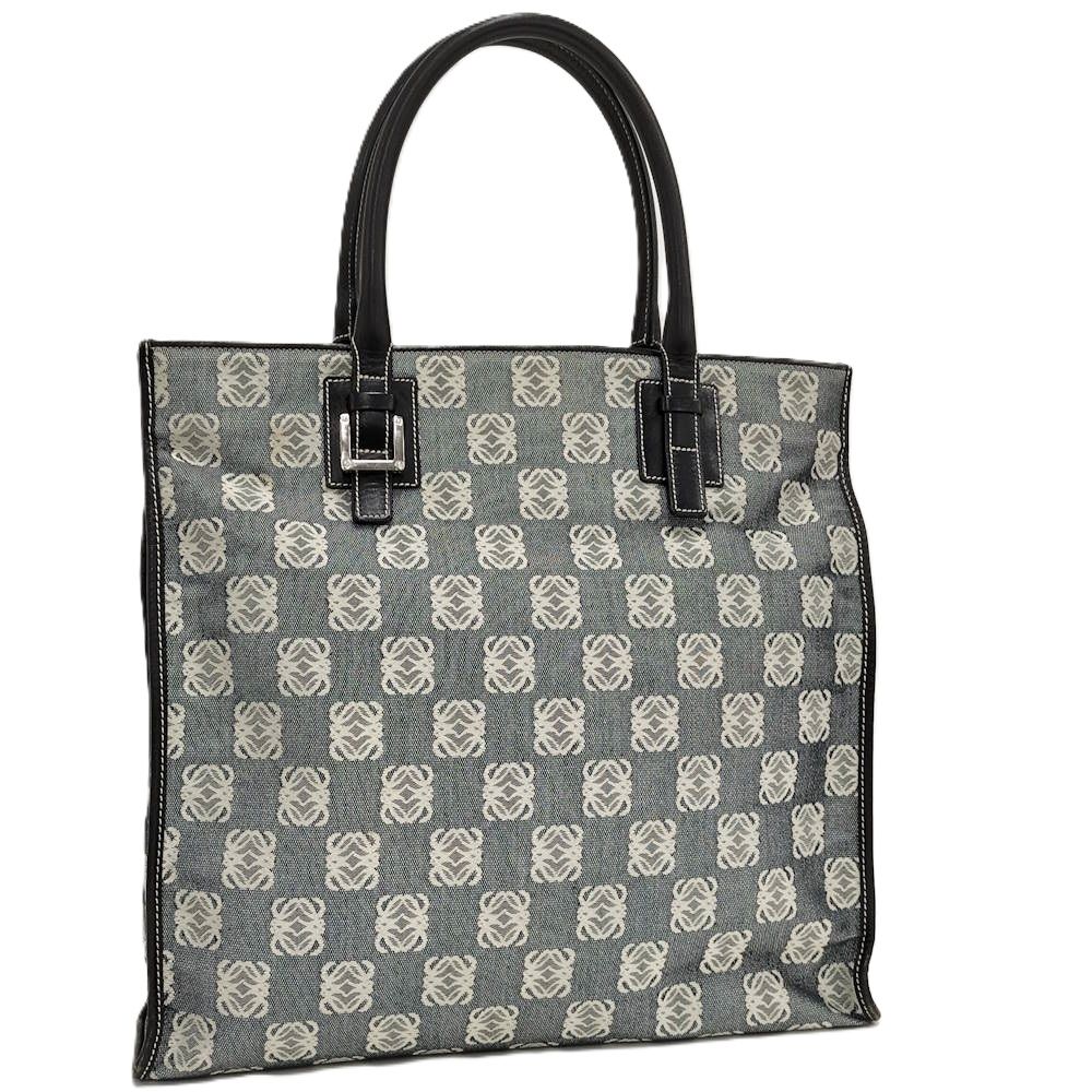 Loewe Tote Bag Anagram Canvas Leather Black Gray