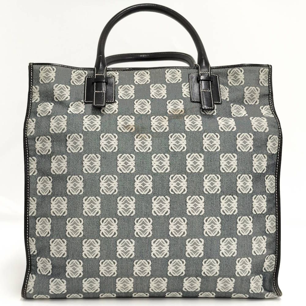 Loewe Tote Bag Anagram Canvas Leather Black Gray — view 2