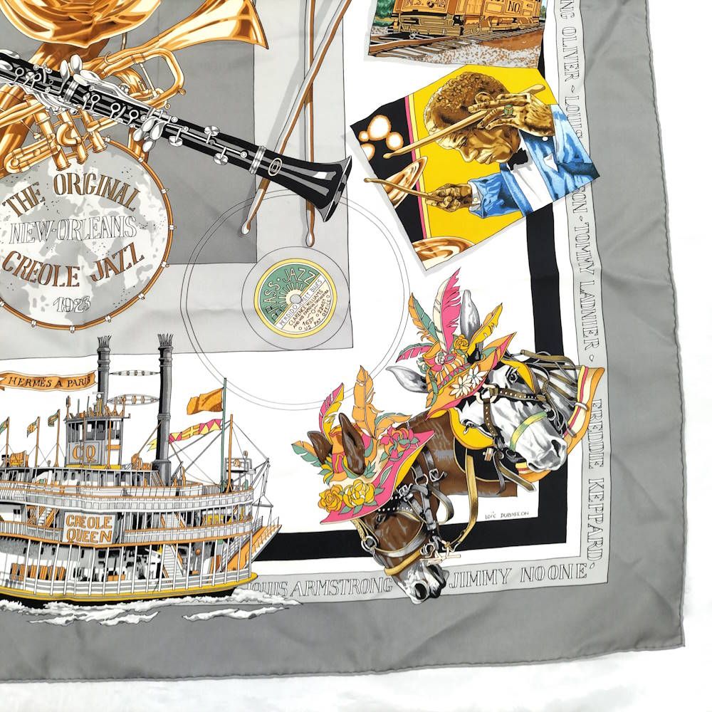 Hermes Large Scarf Carre 90 the Original New Orleans Creole Jazz Silk — view 6