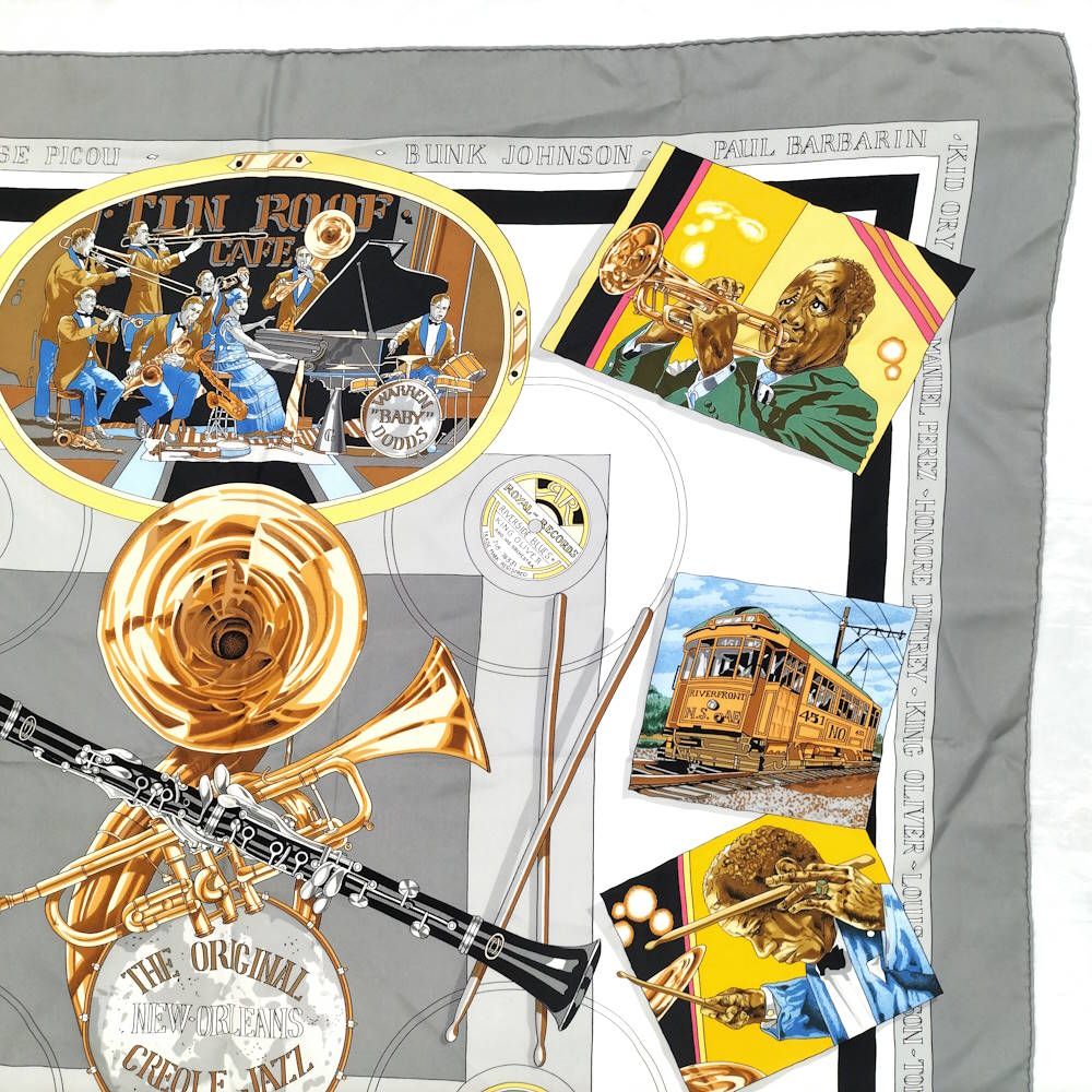 Hermes Large Scarf Carre 90 the Original New Orleans Creole Jazz Silk — view 5