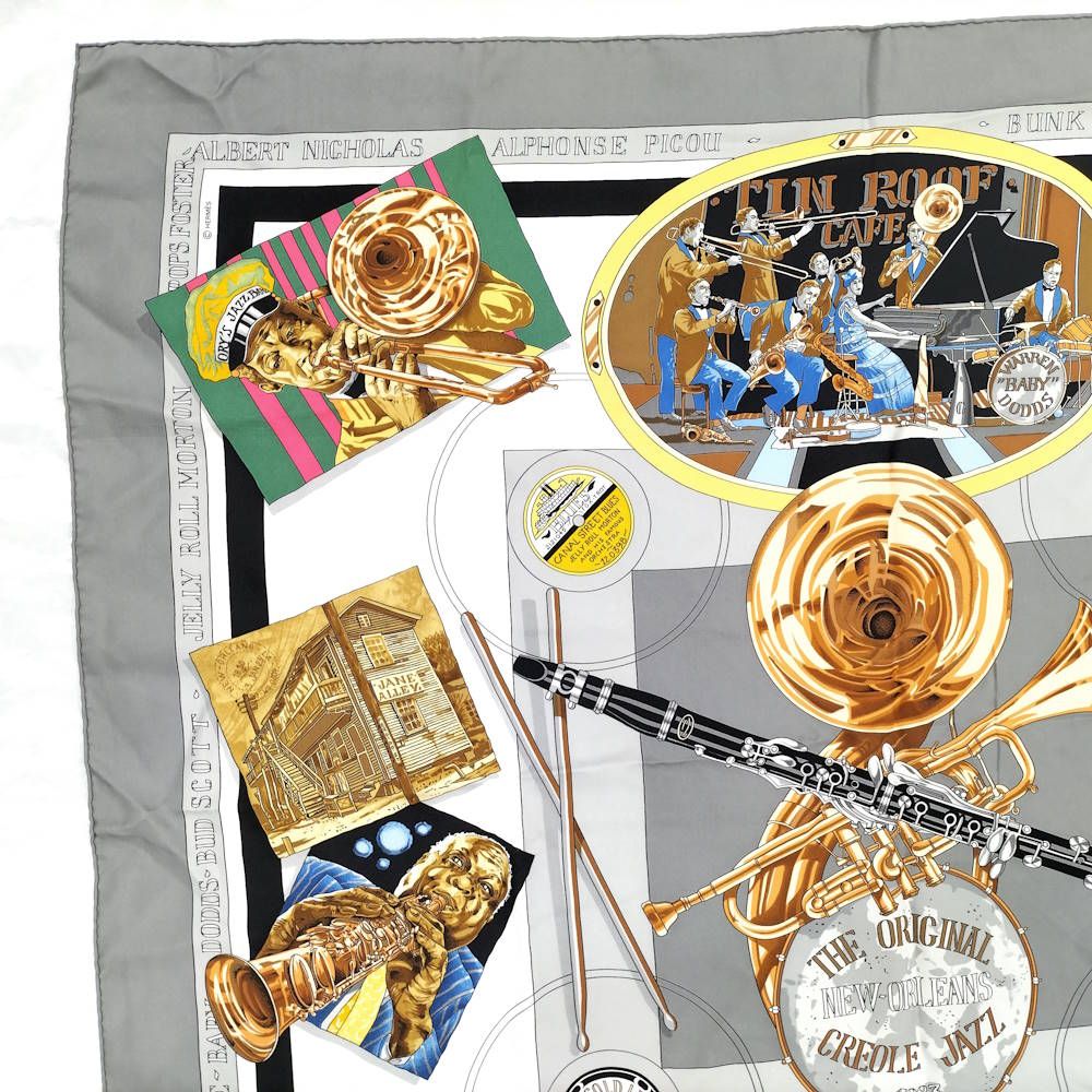 Hermes Large Scarf Carre 90 the Original New Orleans Creole Jazz Silk — view 7