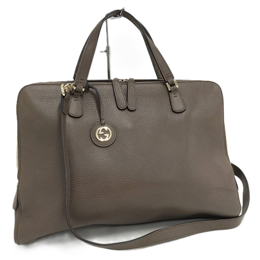 Gucci 2-Way Bag Leather Brown