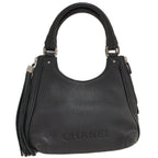 Chanel Shoulder Bag Fringe Leather Black