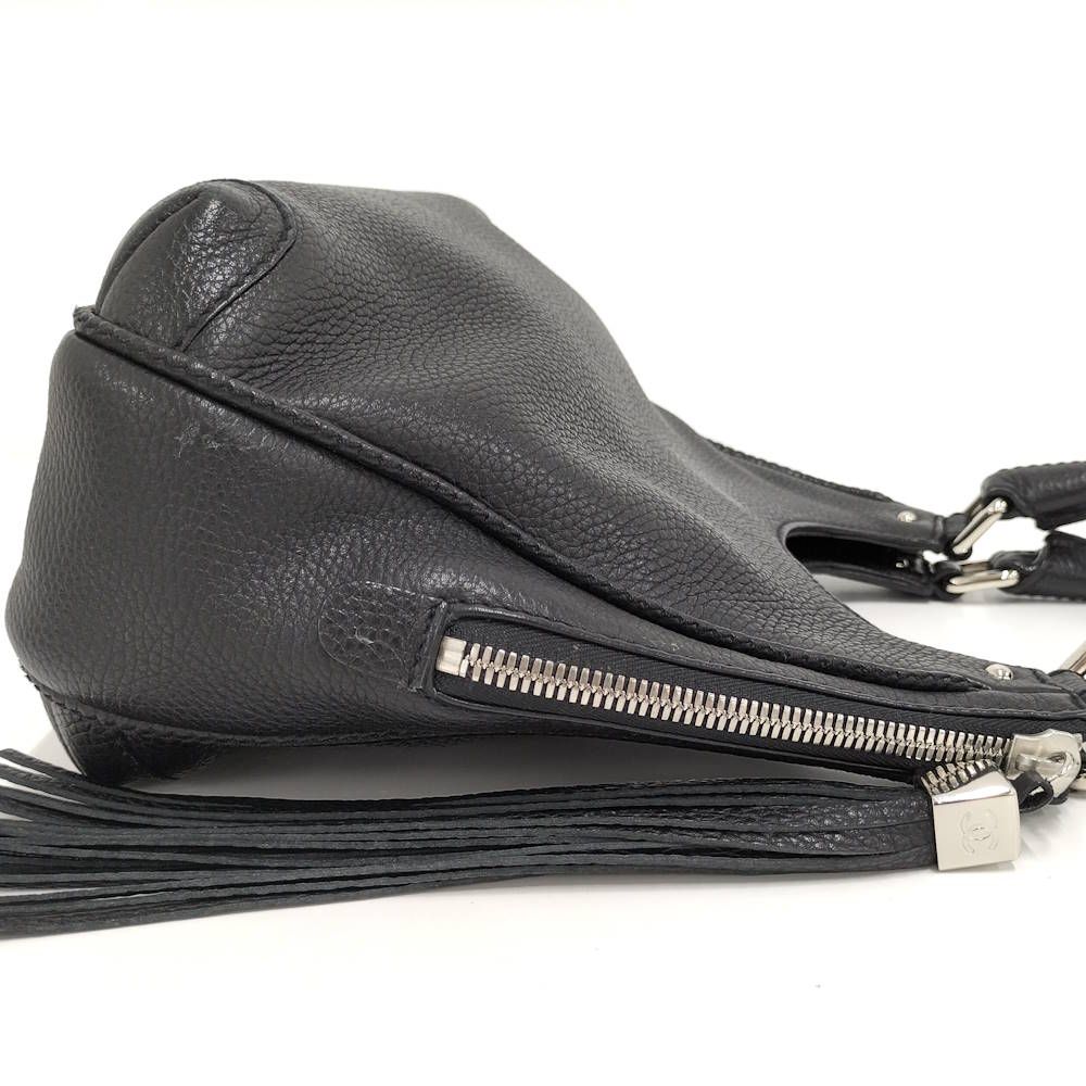 Chanel Shoulder Bag Fringe Leather Black — view 7