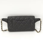 Chanel Quilted Waist Chain Bag Caviar Leather Black — view 2