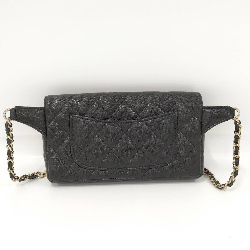 Chanel Quilted Waist Chain Bag Caviar Leather Black — view 2