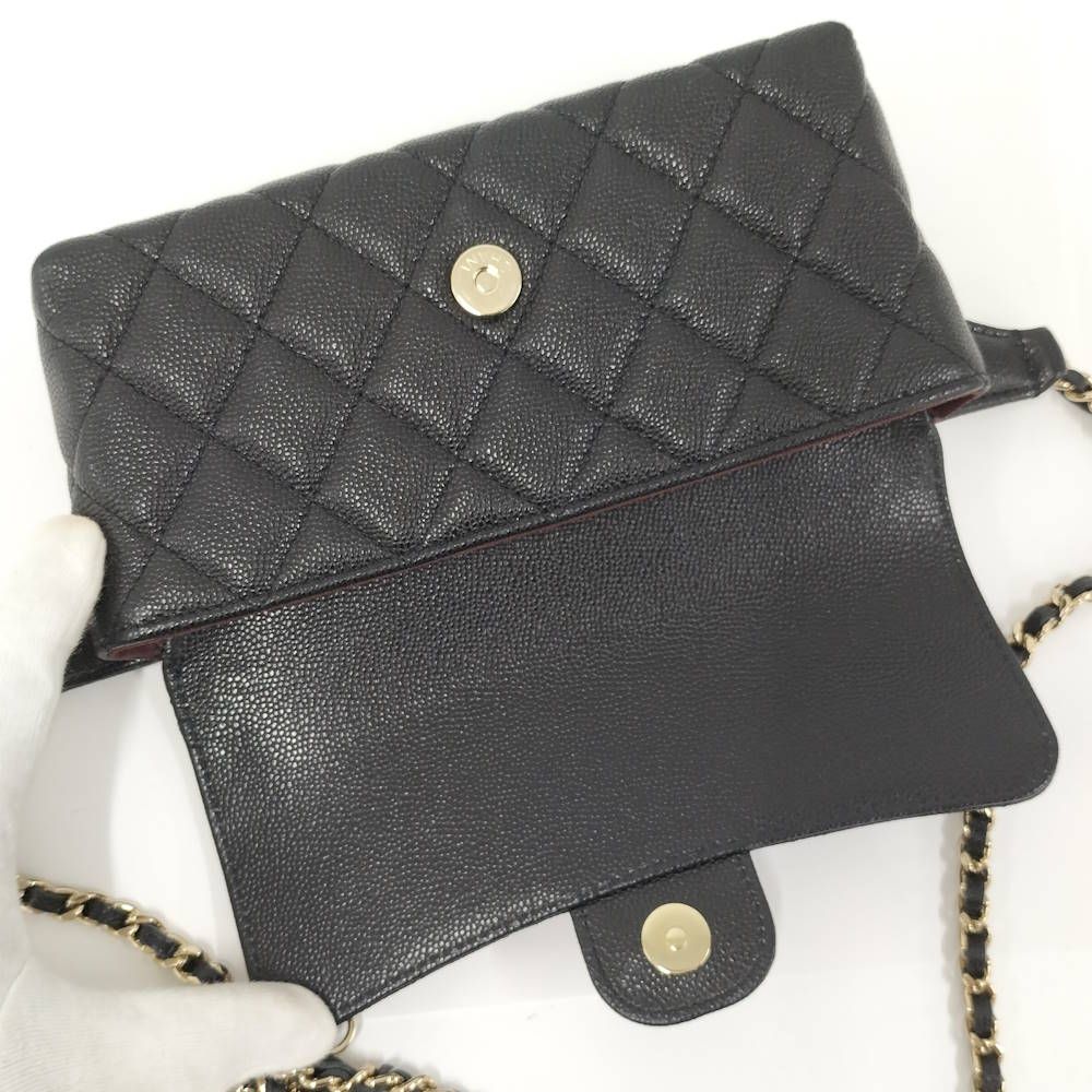Chanel Quilted Waist Chain Bag Caviar Leather Black — view 8