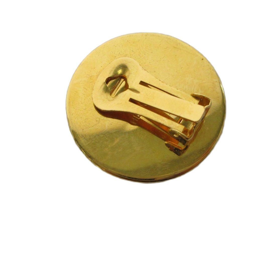 Hermes Enamel Cloisonne Earrings Clip-On Gold Plated Colored Black — view 6