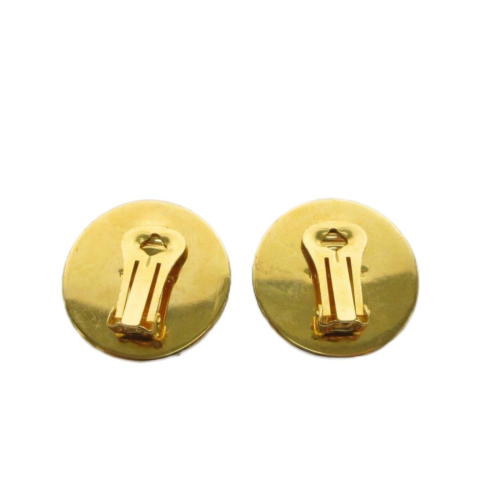 Hermes Enamel Cloisonne Earrings Clip-On Gold Plated Colored Black — view 2