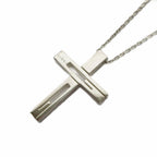 Gucci G Motif Cutout Cross Pendant Silver Colored