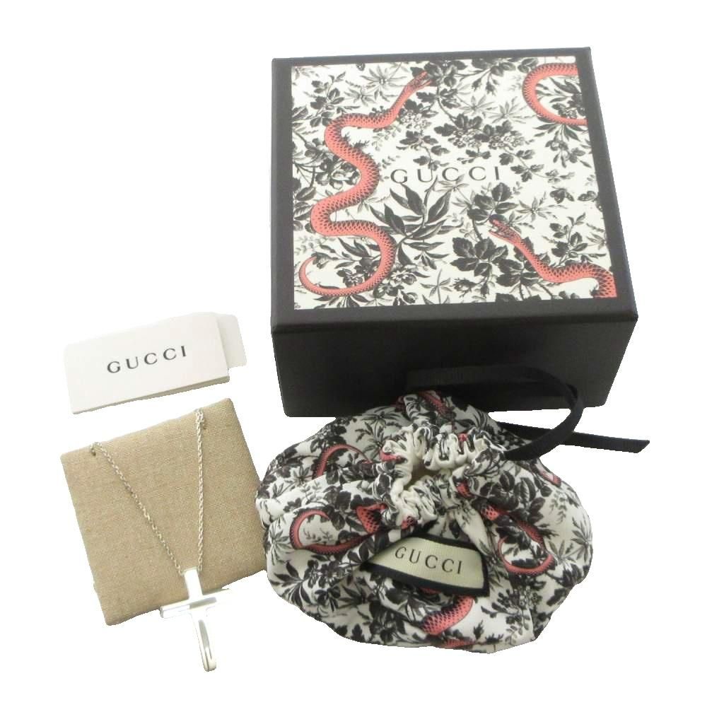 Gucci G Motif Cutout Cross Pendant Silver Colored — view 8