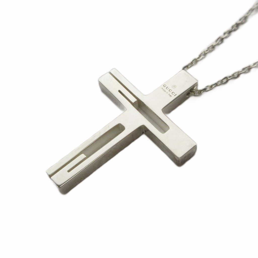Gucci G Motif Cutout Cross Pendant Silver Colored — view 3