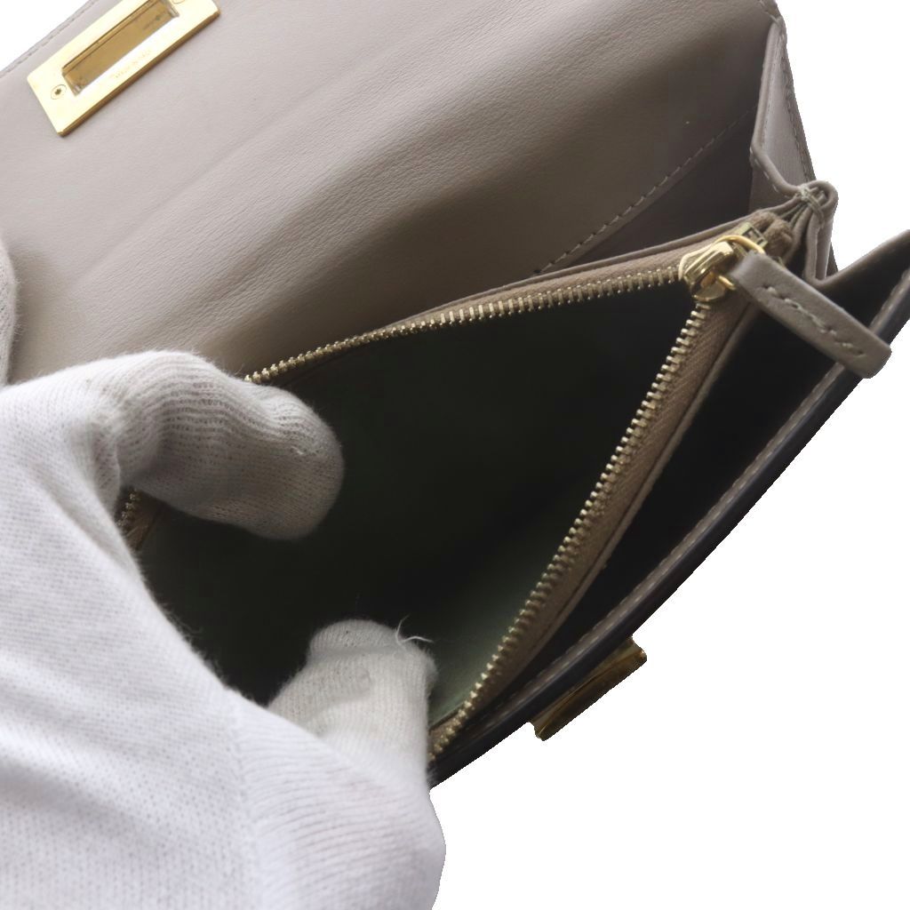 Fendi Peekaboo Selleria Wallet with Coin Purse Bifold Leather Turnlock Greige — view 8