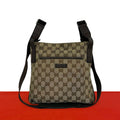 Gucci GG Pattern Canvas Logo Stamp Leather Mini Shoulder Bag Pochette Crossbody