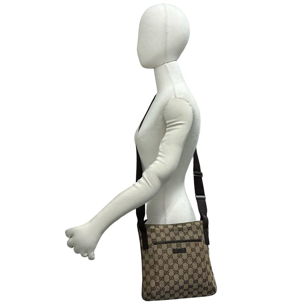 Gucci GG Pattern Canvas Logo Stamp Leather Mini Shoulder Bag Pochette Crossbody — view 2
