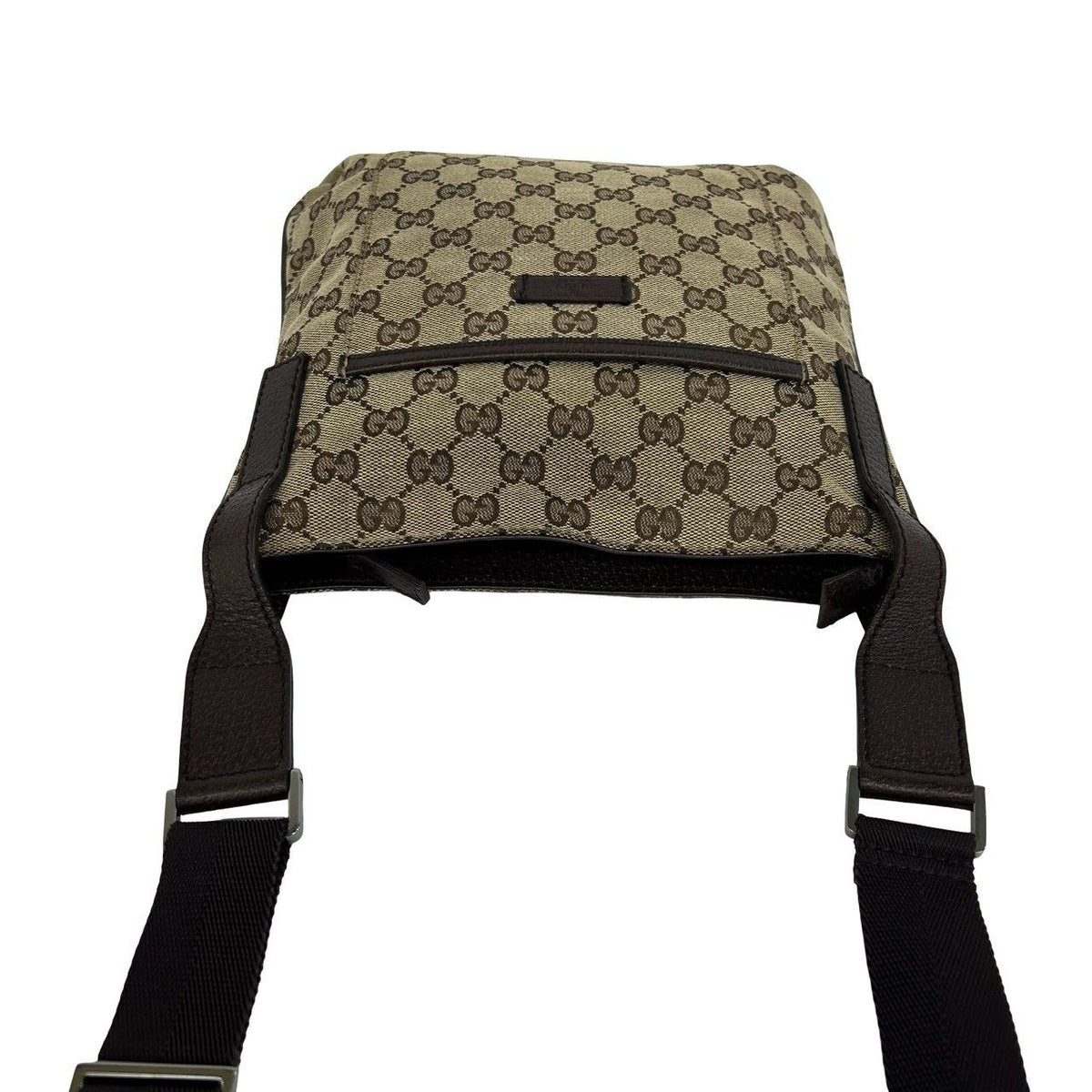 Gucci GG Pattern Canvas Logo Stamp Leather Mini Shoulder Bag Pochette Crossbody — view 4