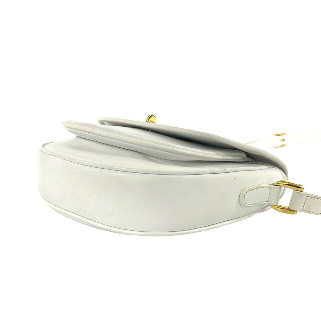 Gucci Vintage GG Logo Leather Shoulder Bag Pochette White — view 8