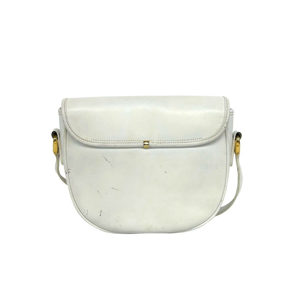 Gucci Vintage GG Logo Leather Shoulder Bag Pochette White — view 3