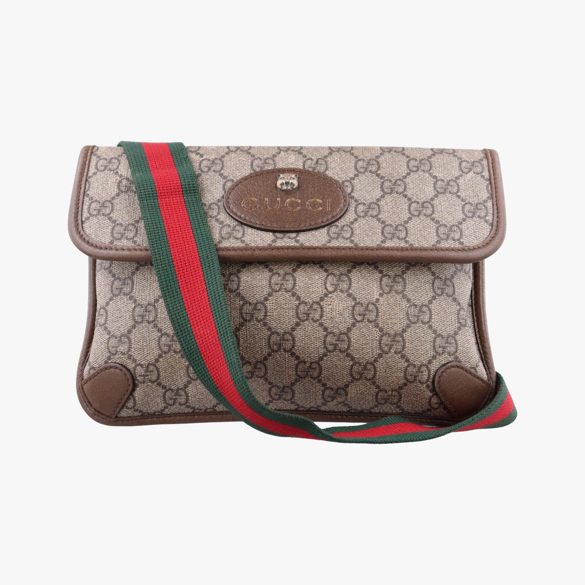 Gucci Neo Vintage GG Supreme Beige Brown Leather Handbag