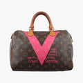 Louis Vuitton Speedy 30 Line Monogram Brown Pink Canvas Handbag