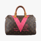 Louis Vuitton Speedy 30 Line Monogram Brown Pink Canvas Handbag