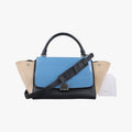 Celine Trapeze Blue Black Beige Leather Handbag