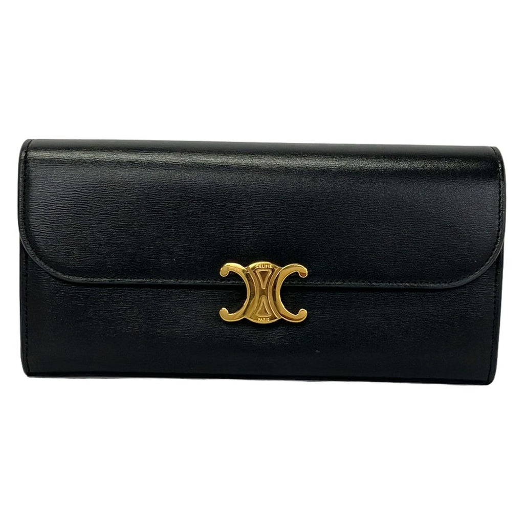 Celine Wallet Triomphe Black Leather