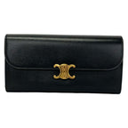 Celine Wallet Triomphe Black Leather