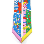 Hermes Twilly Scarf Factory Suit Pink Yellow Multicolor — view 4