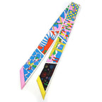 Hermes Twilly Scarf Factory Suit Pink Yellow Multicolor — view 2