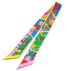 Hermes Twilly Scarf Factory Suit Pink Yellow Multicolor