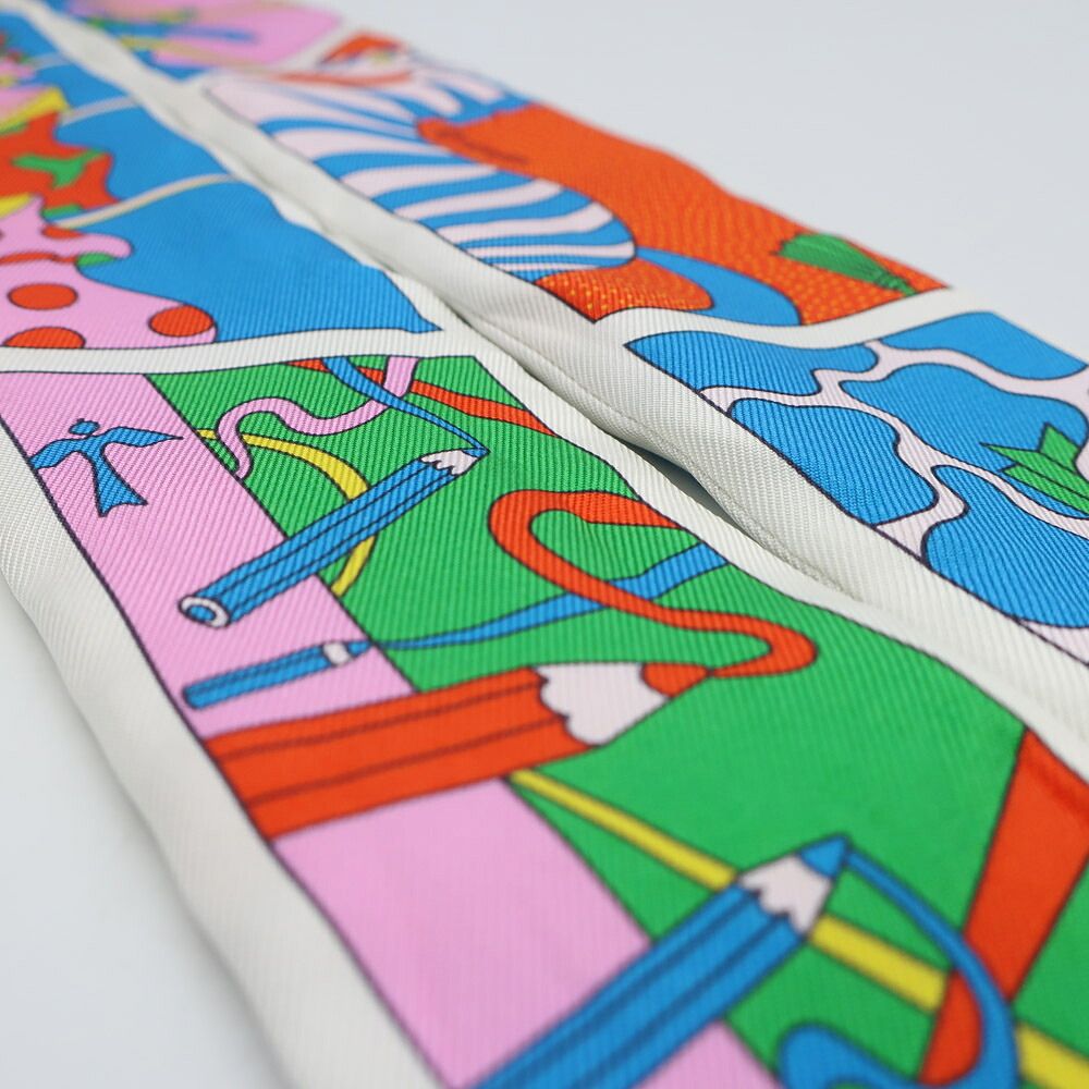 Hermes Twilly Scarf Factory Suit Pink Yellow Multicolor — view 8