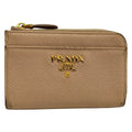 Prada Coin Purse Pink Beige L-shaped Zipper with Key Ring Leather