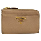 Prada Coin Purse Pink Beige L-shaped Zipper with Key Ring Leather
