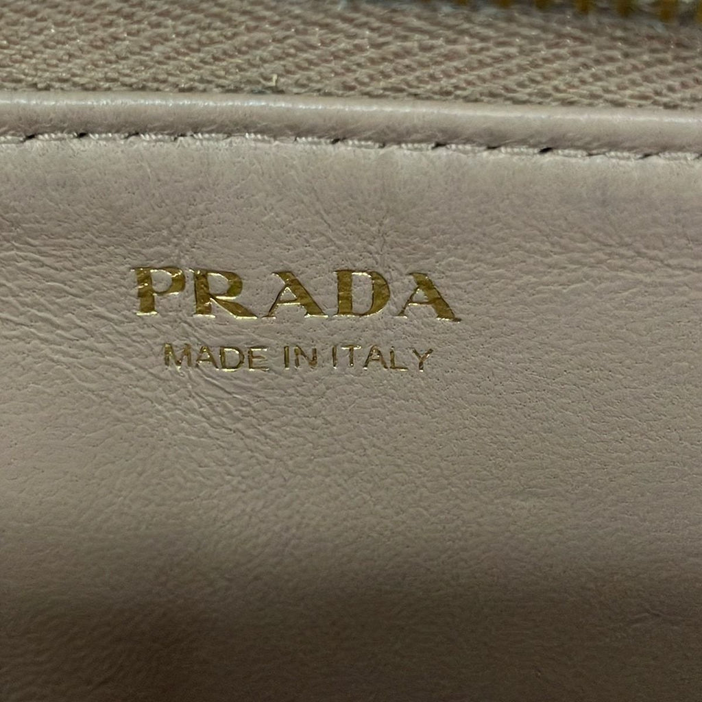 Prada Coin Purse Pink Beige L-shaped Zipper with Key Ring Leather — view 4