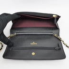 Chanel Quilted Chain Wallet Black Gold Caviar Leather Shoulder Bag — view 5