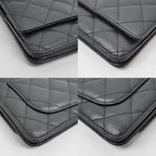 Chanel Quilted Chain Wallet Black Gold Caviar Leather Shoulder Bag — view 4