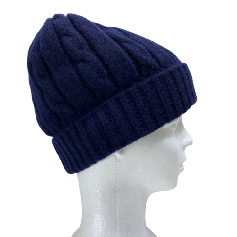 Celine Macadam Knit Cap Beanie Hat Cashmere Navy TU — view 4