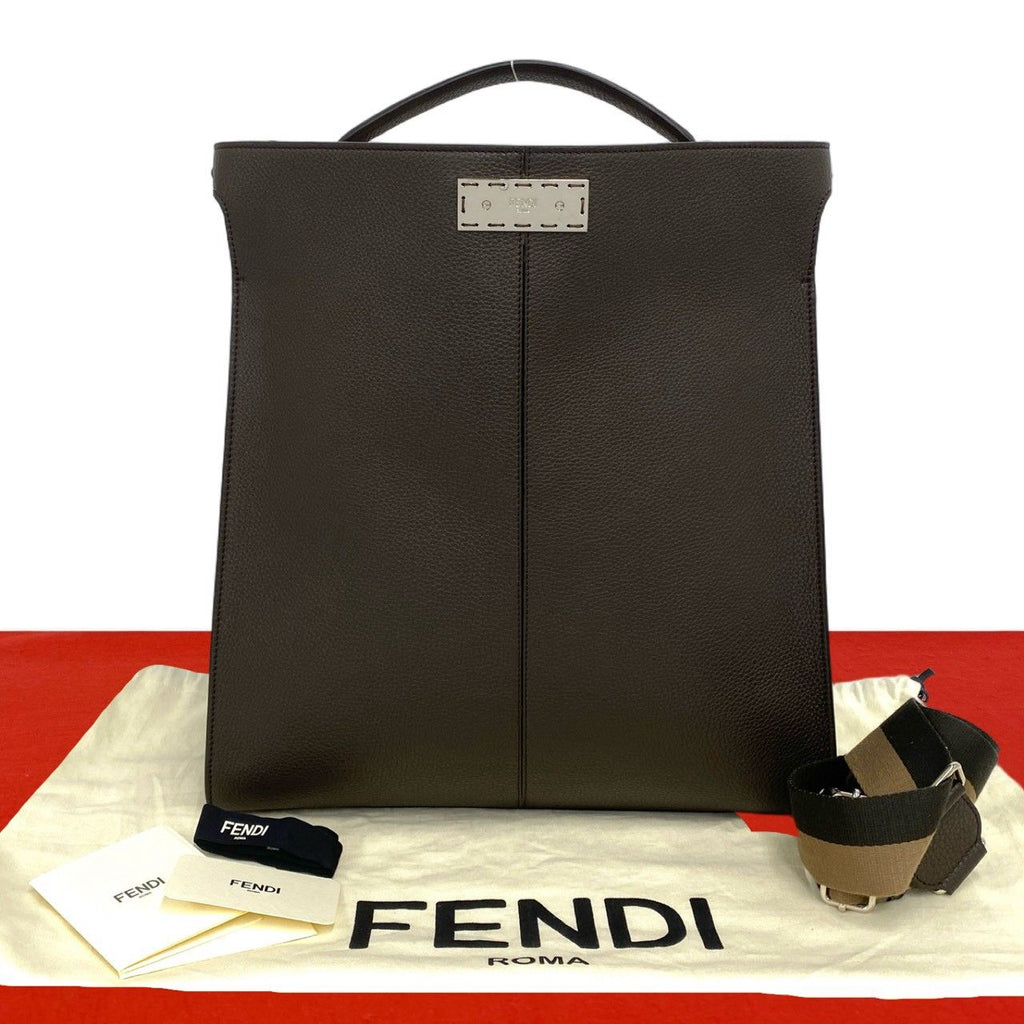 Fendi Peekaboo Light Leather 2-Way Shoulder Bag Brown