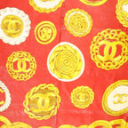Chanel Scarf Logo CC Chain All Over Print Red — view 5