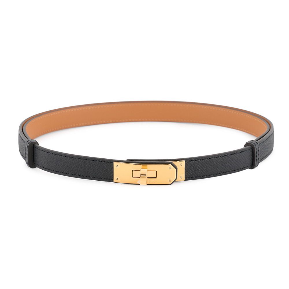 Hermes Kelly Belt Black Gold Epsom