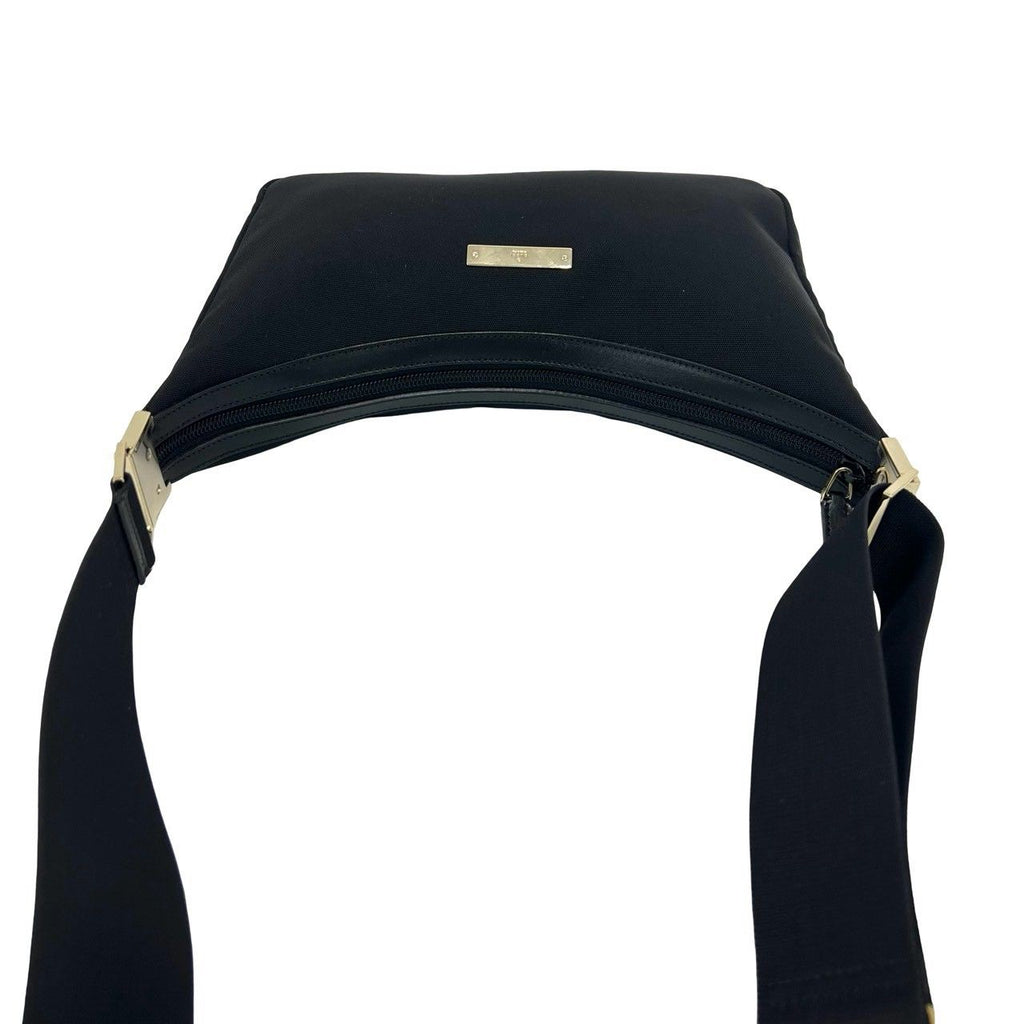 Gucci Logo Canvas Leather Mini Shoulder Bag Pochette Crossbody Black — view 4
