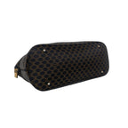 Celine Vintage Macadam Blason Pattern Leather Round Zip Tote Bag Black Brown — view 7